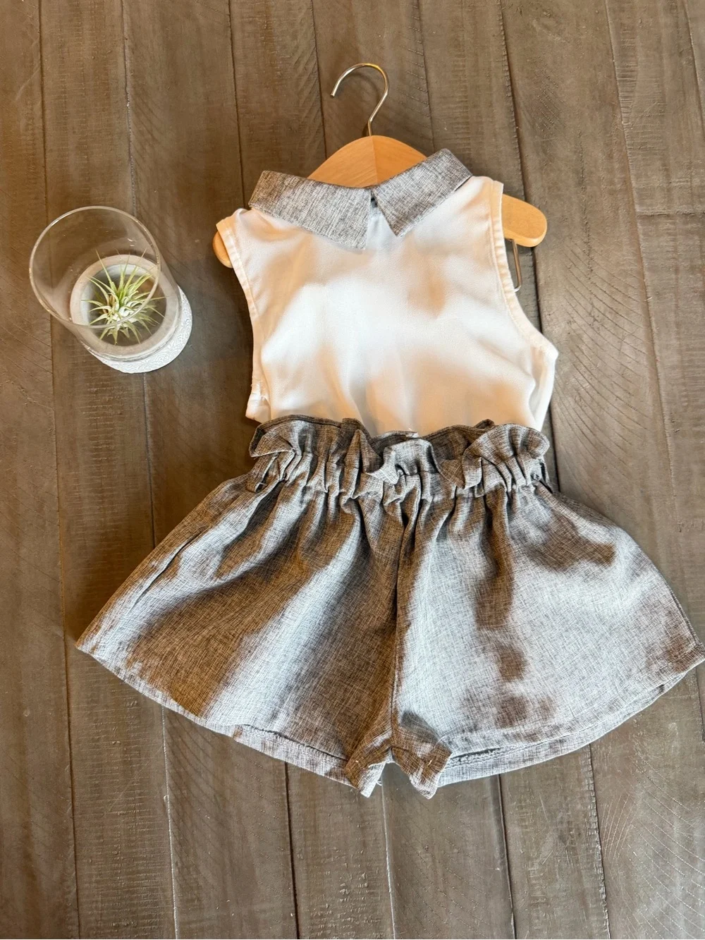 Girls Gray Grey Shorts Set